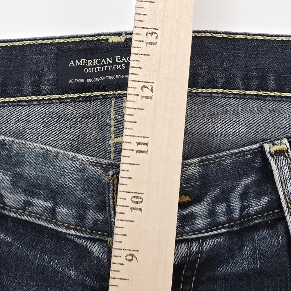 American Eagle Jeans Mens 34x34 Dark Wash Straight Leg Distressed Denim Casual - Picture 10 of 10